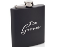 Matt Black Stainless Steel 6oz Groom Hip Flask