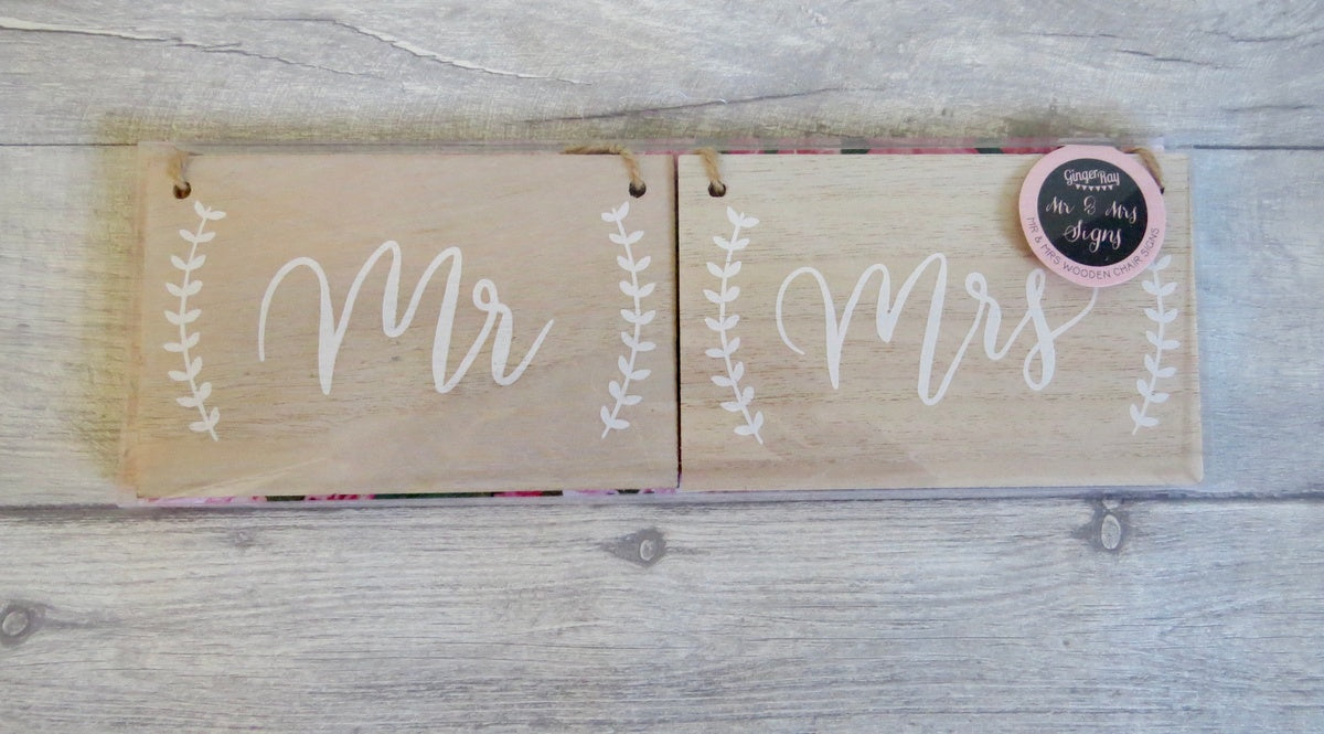 Hanging Mr & Mrs Wooden Chair Signs