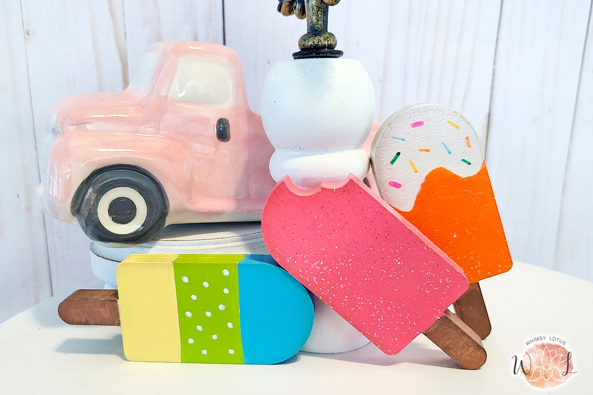 Popsicle Mini Wooden Decor | Spring Summer Tiered Tray Decor Accent