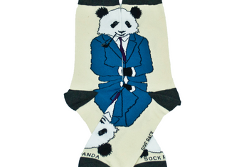 Dignified Reflective Panda Wearing a Suit Socks (Men's Sized)