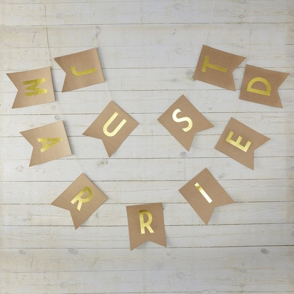 "Just Married" Gold Foiled Bunting