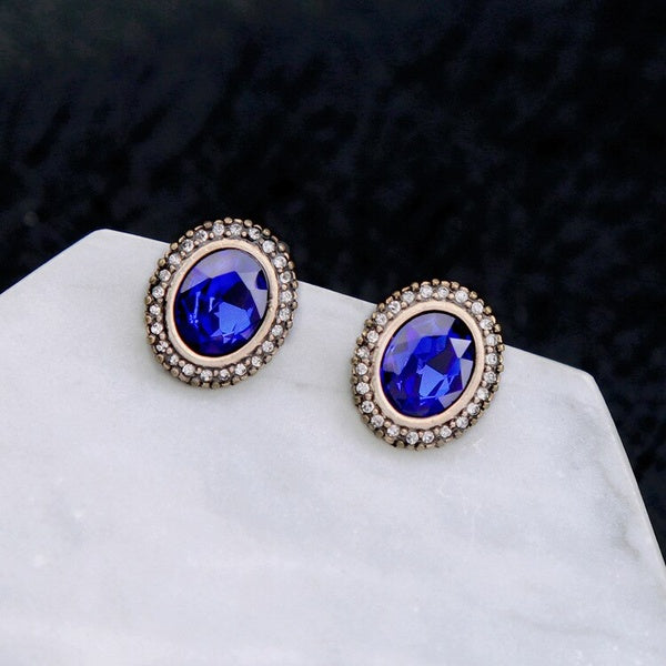 Blue Gem Stud Earrings