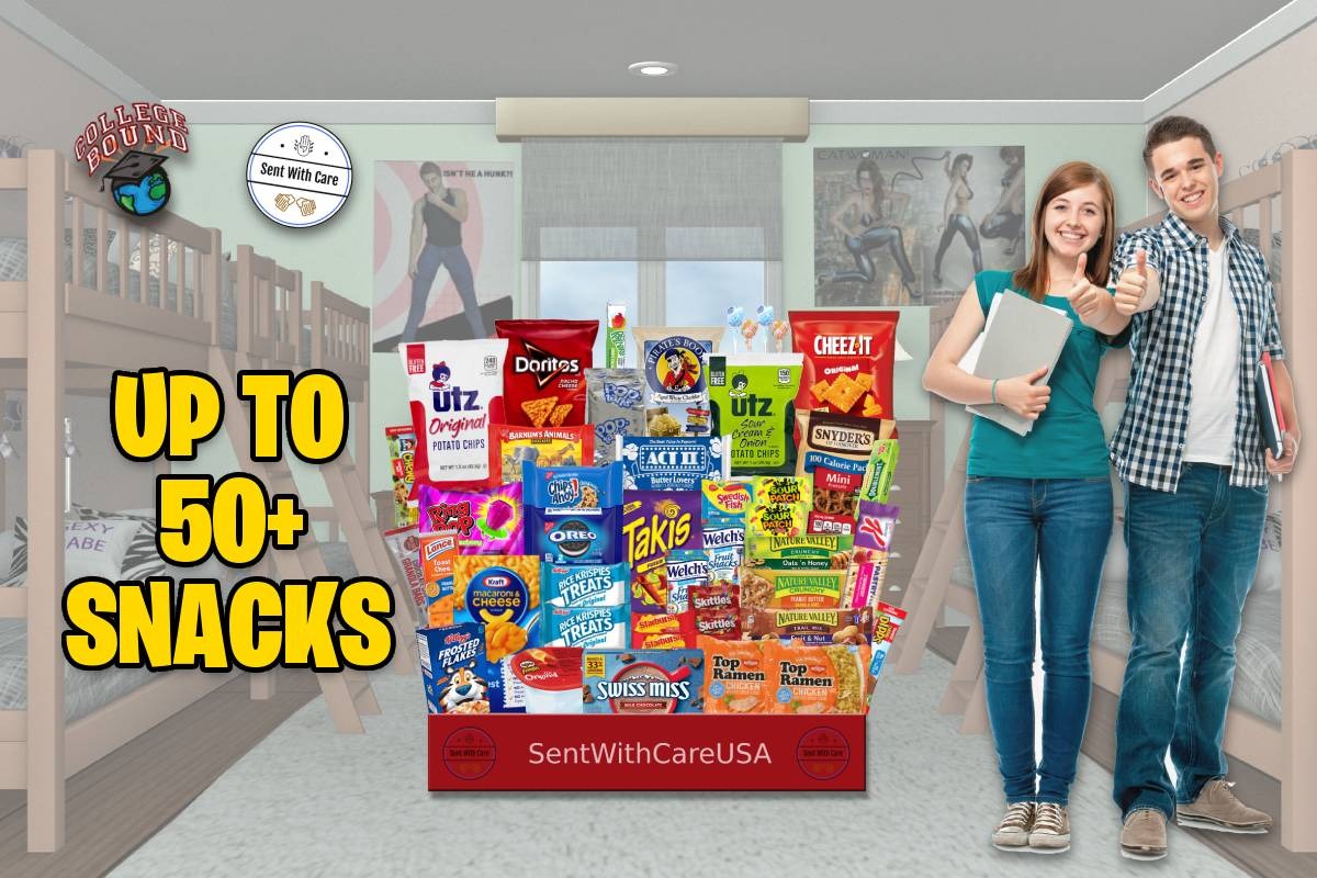 Snack Box for Students - College Snack Gift Box | Back to School Snack Basket & Candy Box (50+ Snacks)