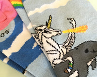 Land of Dreams Socks - Fire Breathing Unicorn on a Dolphin! (Women's Sized)