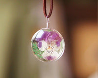 Glass-Preserved Purple Flower Necklace