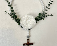 Farmhouse white Wall Rosary 10”