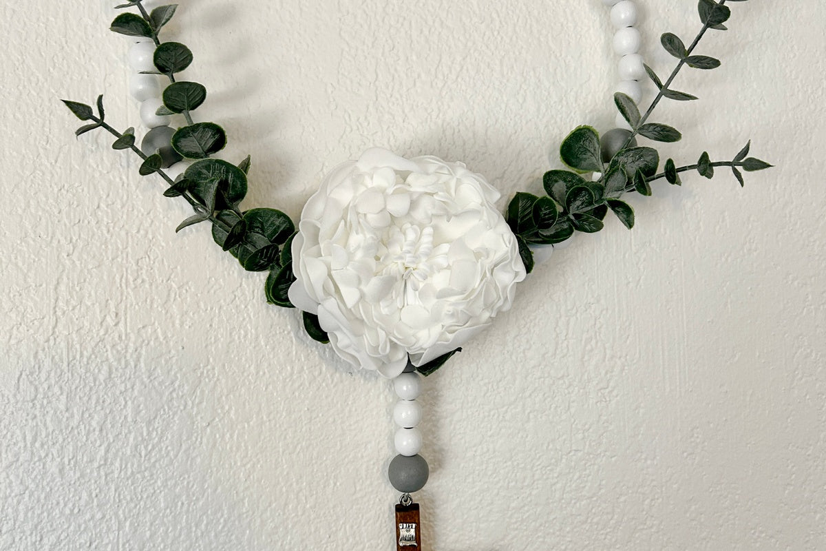 Farmhouse white Wall Rosary 10”