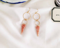 Triangle and Gold Circle Dangly Earrings