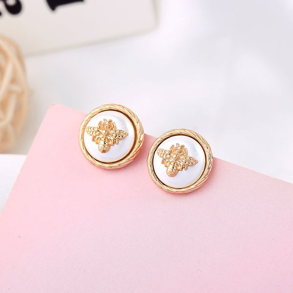 Gold Bee Stud Earrings