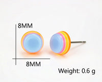 Dainty Blue Round Multi-Color Stud Earrings