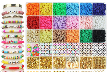 5100 Clay Beads Bracelet Making Kit, Flat Preppy Beads for Friendship Jewelry Making,Polymer Heishi Beads with Charms Gifts for Teen Girls Crafts for Girls Ages 8-12