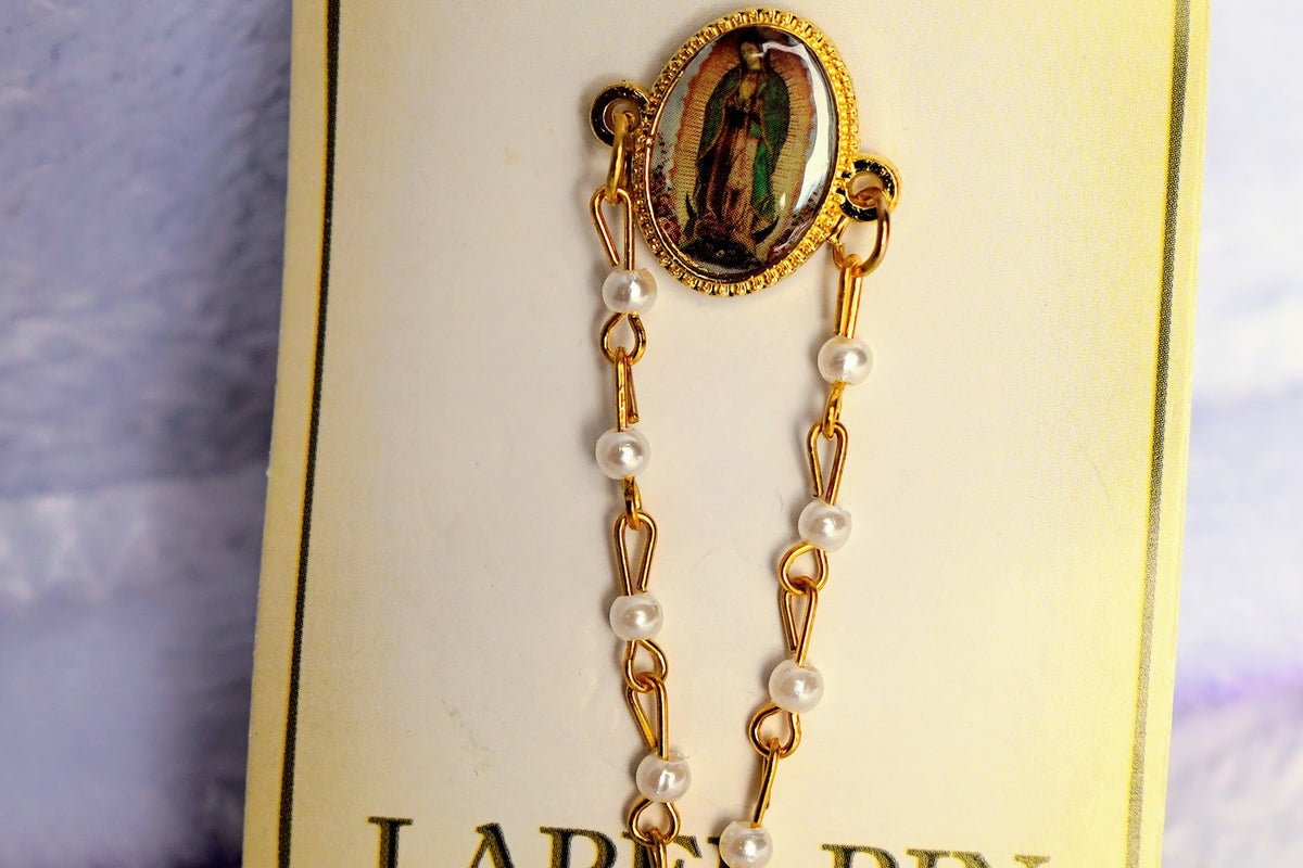 Guadalupe Pin with prayer beads