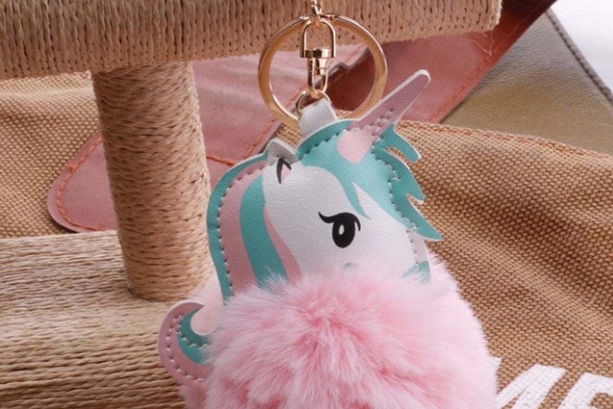 Faux Fur Unicorn Fluff Keychain