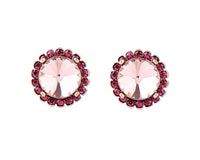 Large Pink Gem and Rhinestone Stud Earrings