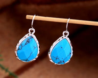 Blue Marble Drop Earrings