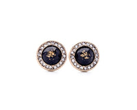 Gold Leaf and Crystal Stud Earrings