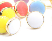 Simple White Circle Enamel Stud Earrings