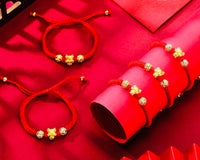 2024 Year of the Dragon: Handcrafted Red Bracelets with Golden Dragon Pendant