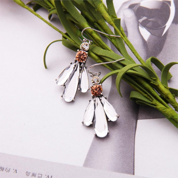 Silver Multi-Gem Dangly Earrings