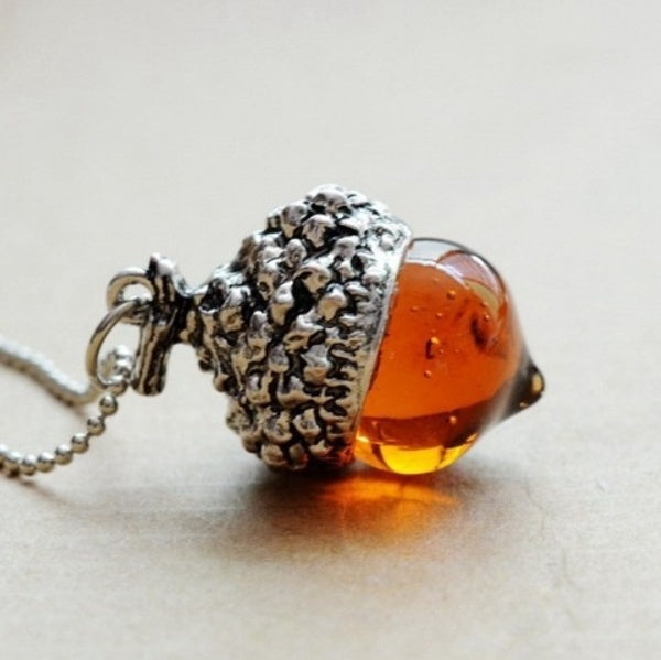 Glass Acorn Necklace