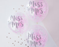 'Miss to Mrs' Pink Confetti Hen Party Balloons