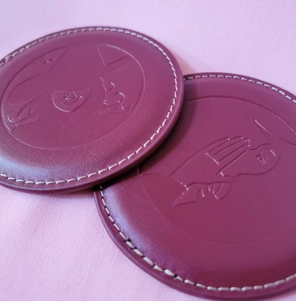 Wicked Broadway Musical inspired Glinda Elphaba Debossed Leather Coasters