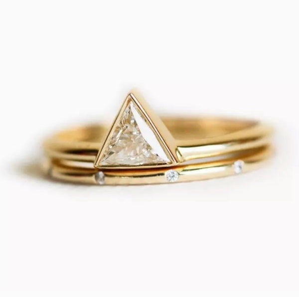 >> Almost Sold Out << MADALENA Geometric AAA CZ  2 Rings Gift SET