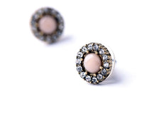 Pink Stone and Rhinestone Stud Earrings