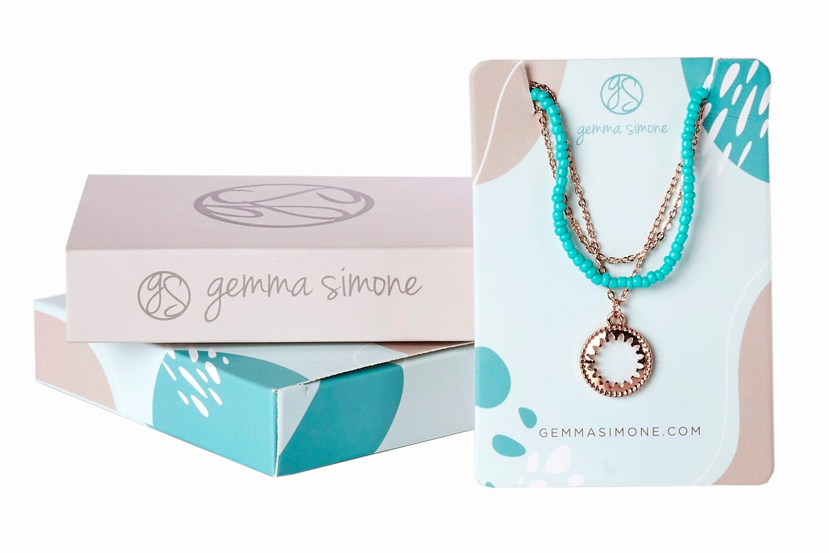 Gemma Simone Aqua Beaded Lariat Necklace