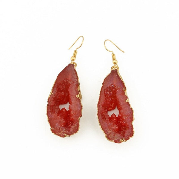 Large Red Geo Dangly Earrings