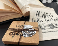 Bookish Cork Coaster Gift Set of 4 Coasters with Canvas Bag