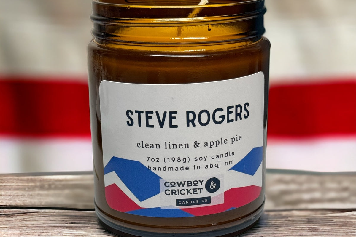 Steve Rogers Soy Candles and Melts - Clean Linen & Apple Pie - Superhero Inspired