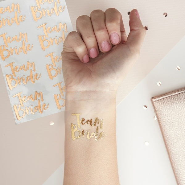 Rose Gold "Team Bride" Temporary Tattoos