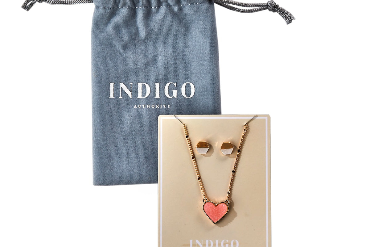 Indigo Authority Elliana Pave Heart + Earring Set