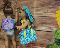 Doll outfit with accessories; hats, bags, backpacks, head bands, cover-ups, & more... (will fit AG, OG, Journey & more 18" dolls)