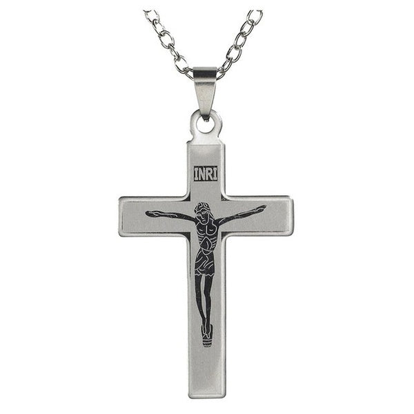 Laser Engraved Crucifix Necklace