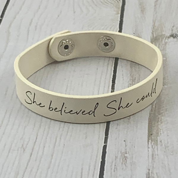 She Believed She Could Leather Bracelet