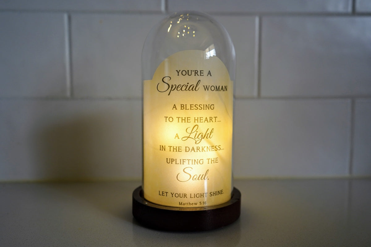 "Special Woman" glass light