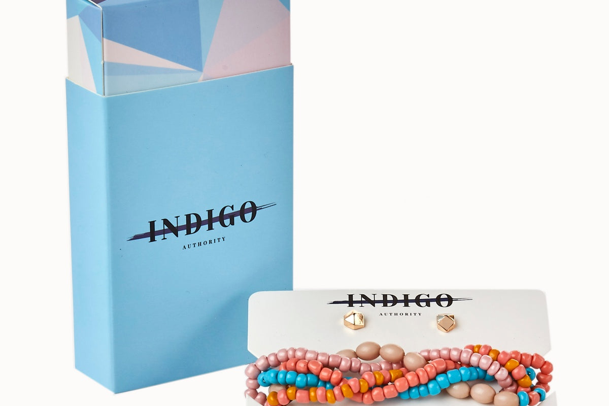 Indigo Authority Monarch Beaded Bracelet + Earrings Set