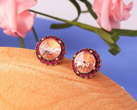 Large Pink Gem and Rhinestone Stud Earrings