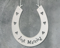 "Just Married" Wooden Horse shoe