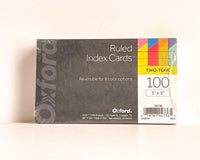 Oxford Two-Tone Index Cards, 3" x 5", Asst Colors, Ruled, 100 per Pack