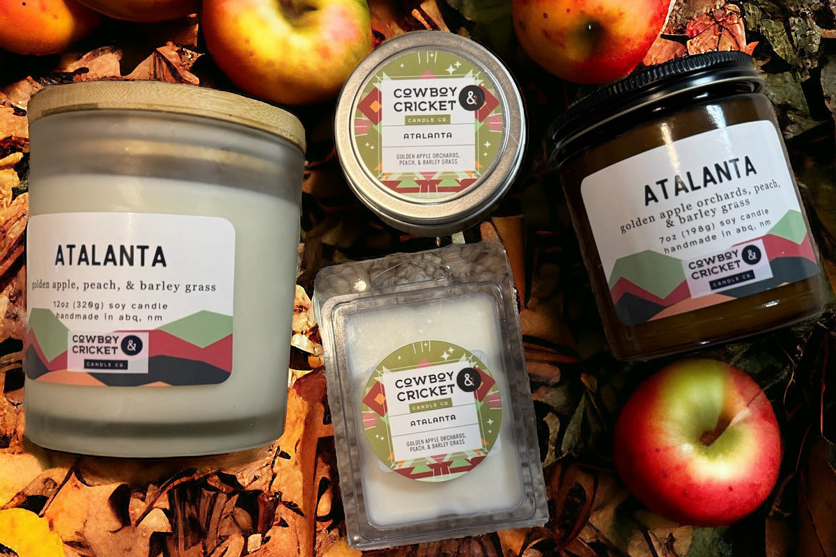 Atalanta Soy Candles and Melts - Golden Apple Orchards, Peach, & Barley Grass - Mythology Inspired