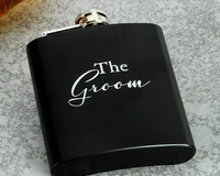 Matt Black Stainless Steel 6oz Groom Hip Flask