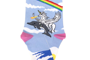 Land of Dreams Socks - Fire Breathing Unicorn on a Dolphin! (Women's Sized)