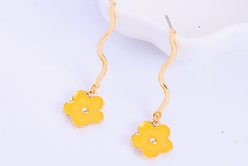 Yellow Flower Drop Earrings