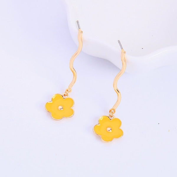 Yellow Flower Drop Earrings