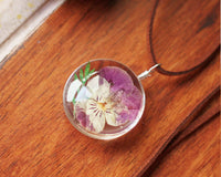 Glass-Preserved Purple Flower Necklace