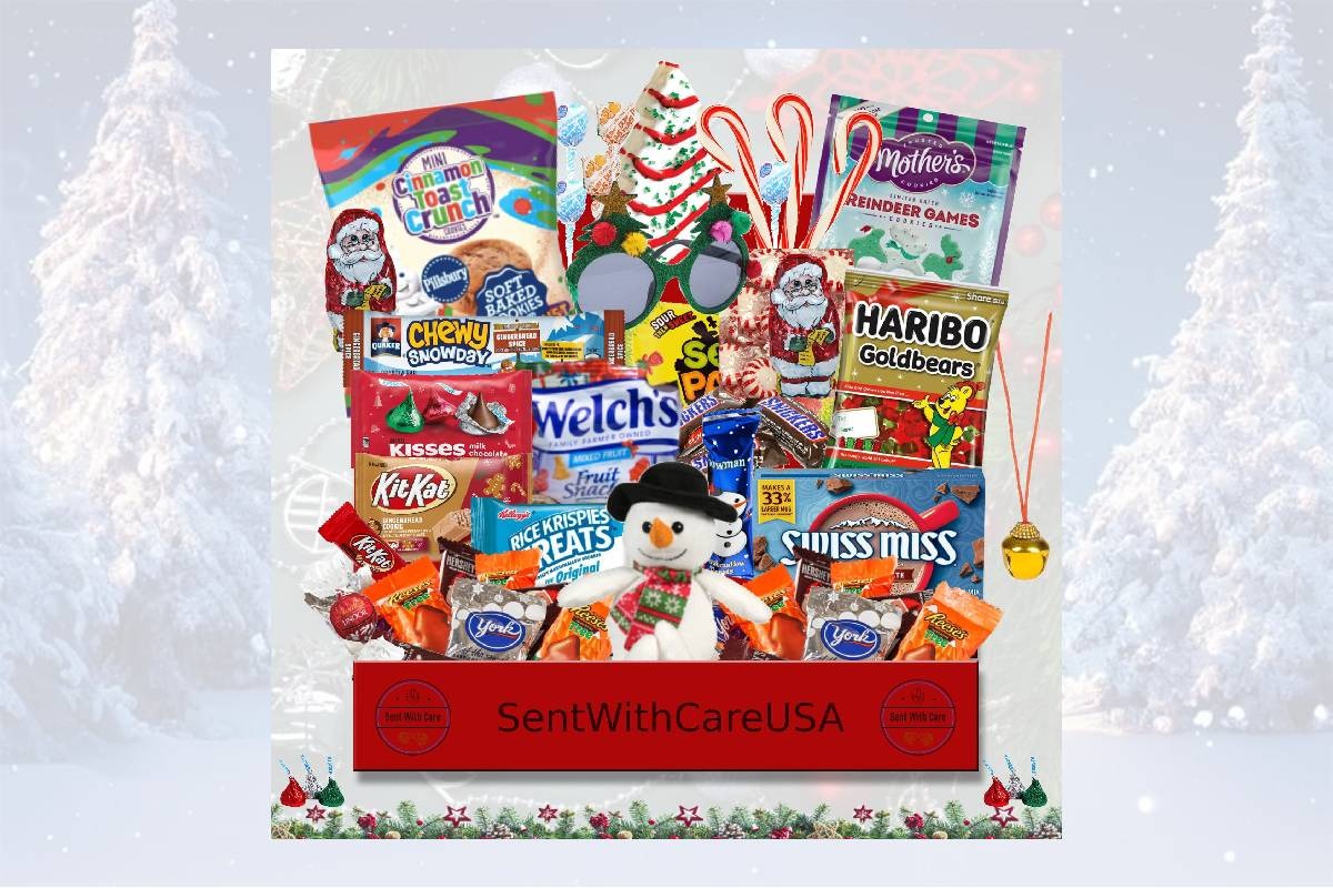 Christmas Gift Basket Holiday Gift Box | Christmas Snack Box Candy Box | Yankee Swap Secret Santa Gifts for Kids Holiday Gift from Santa Stocking Stuffer