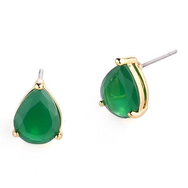 Dainty Green Teardrop-Shaped Earrings